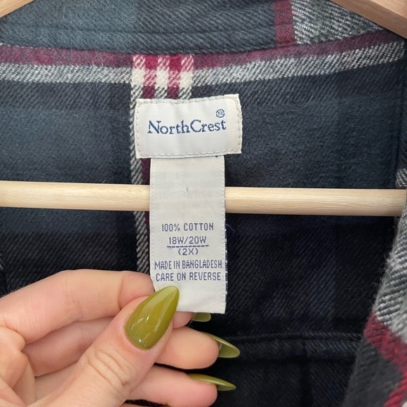 Vintage Northcrest Zip Front Plaid Shirt/Shacket - 2X - Picture 3 of 4